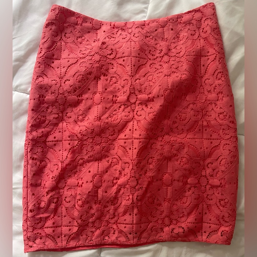 Banana Republic Coral Lace Skirt size 2 Lined Cotton Coquette Bridal Shower